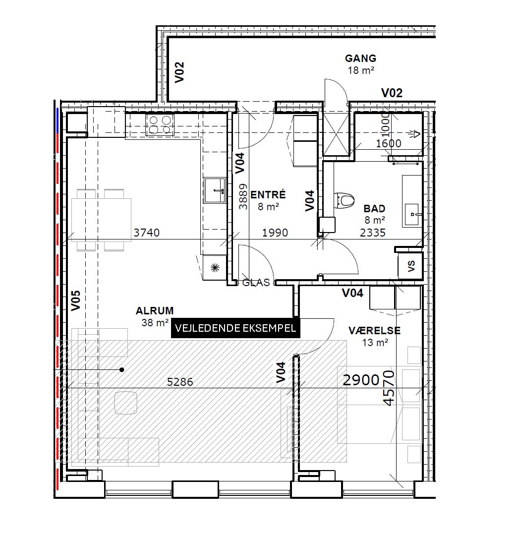 HI Tegninger Frederiksgade 1 1.1.1 86 M2