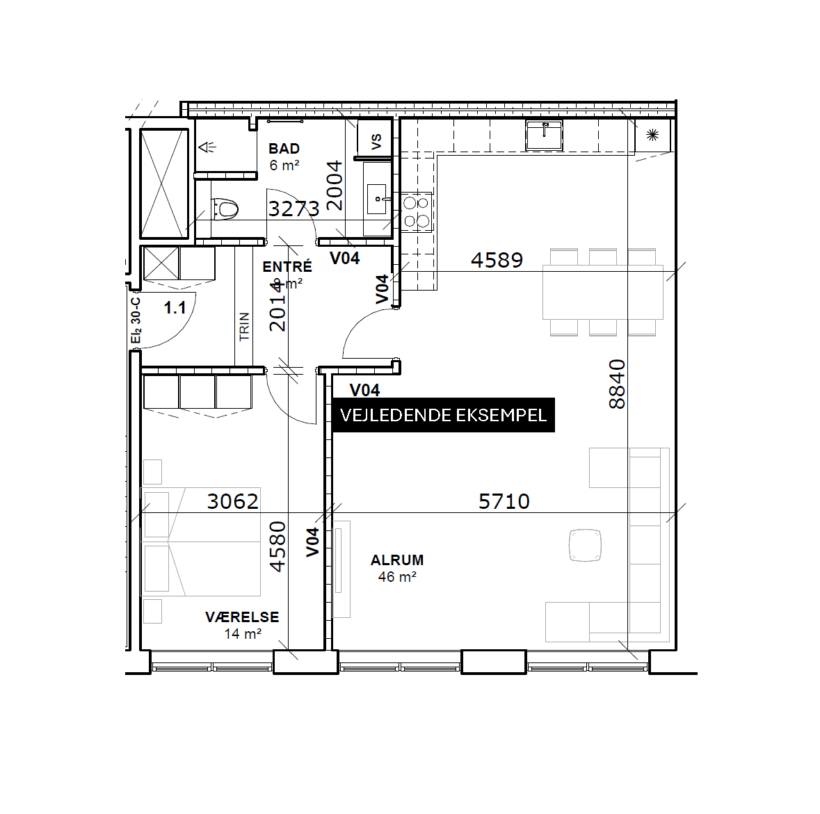 HI Tegninger Frederiksgade 1 1.1.3 96m2